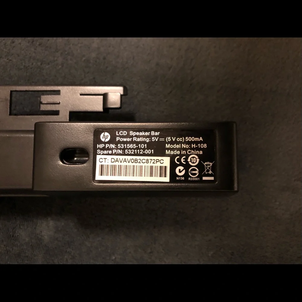 HP LCD Speaker Sound Bar Wired USB Powered OP-090003 531565-001 532112-001